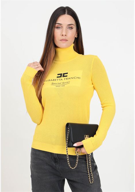 Maglioncino a collo alto giallo da donna con logo ELISABETTA FRANCHI | MK82Q46E2F28